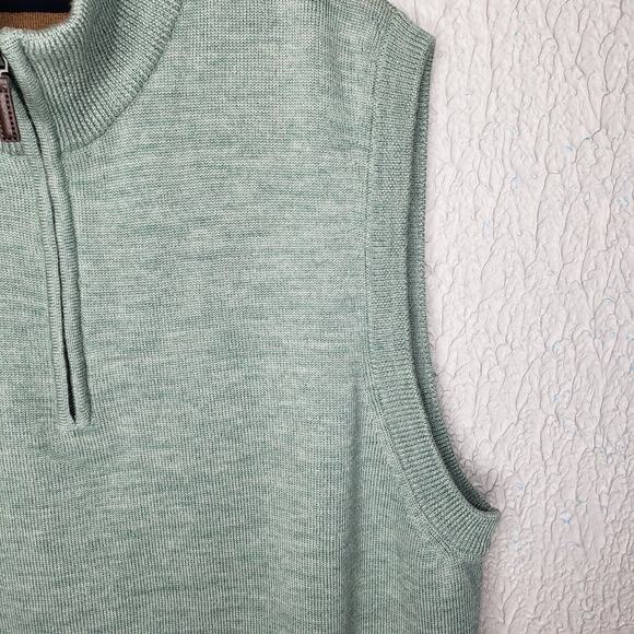 Orvis 100% Merino Wool Vest 1/4 Zip Men's Size L Light Green RN 70534 - Picture 3 of 13